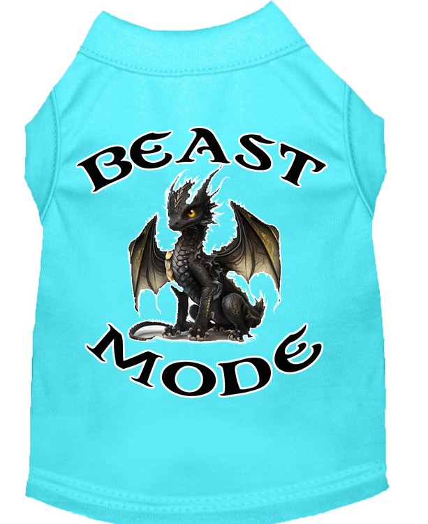 Beast Mode Dragon Screen Print Dog Shirt Aqua XS (8)